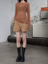 INTO THE EAST 25 Autumn/Winter Grainy Layered Short Casual Pants ITE-E1DGSS027CM20PT-TUO Camel